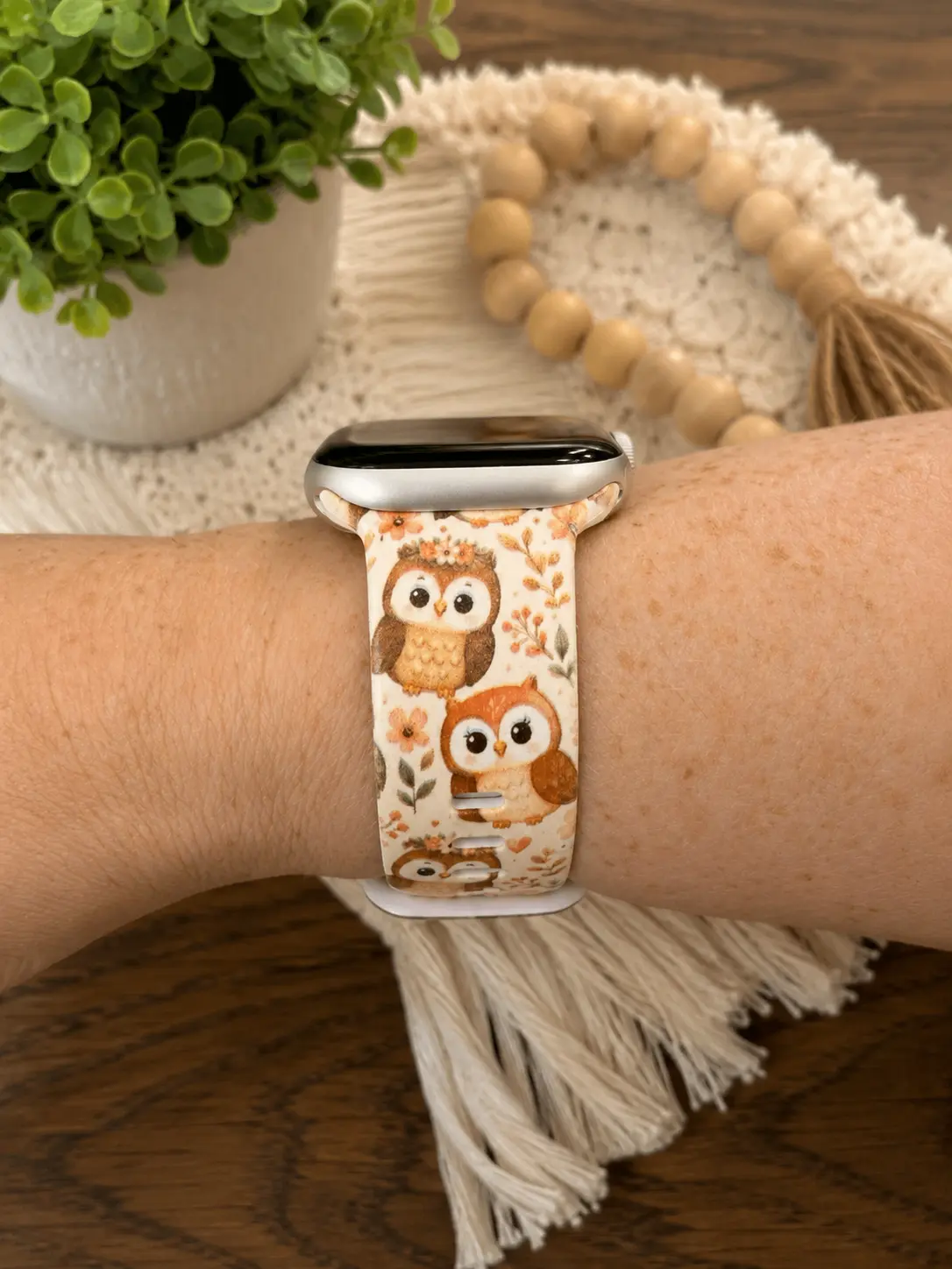 Cute Owl Floral Watch Band | Woodland Animal Strap | Compatible with Apple & Samsung Watches
