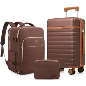 UKEIN Luggage Sets 3 Piece, Carry On Luggage 20In With Spinner Wheels,PC Hardside Suitcase Set with TSA Lock,Durable Carry On Suitcase With Travel Backpack for Men&Women