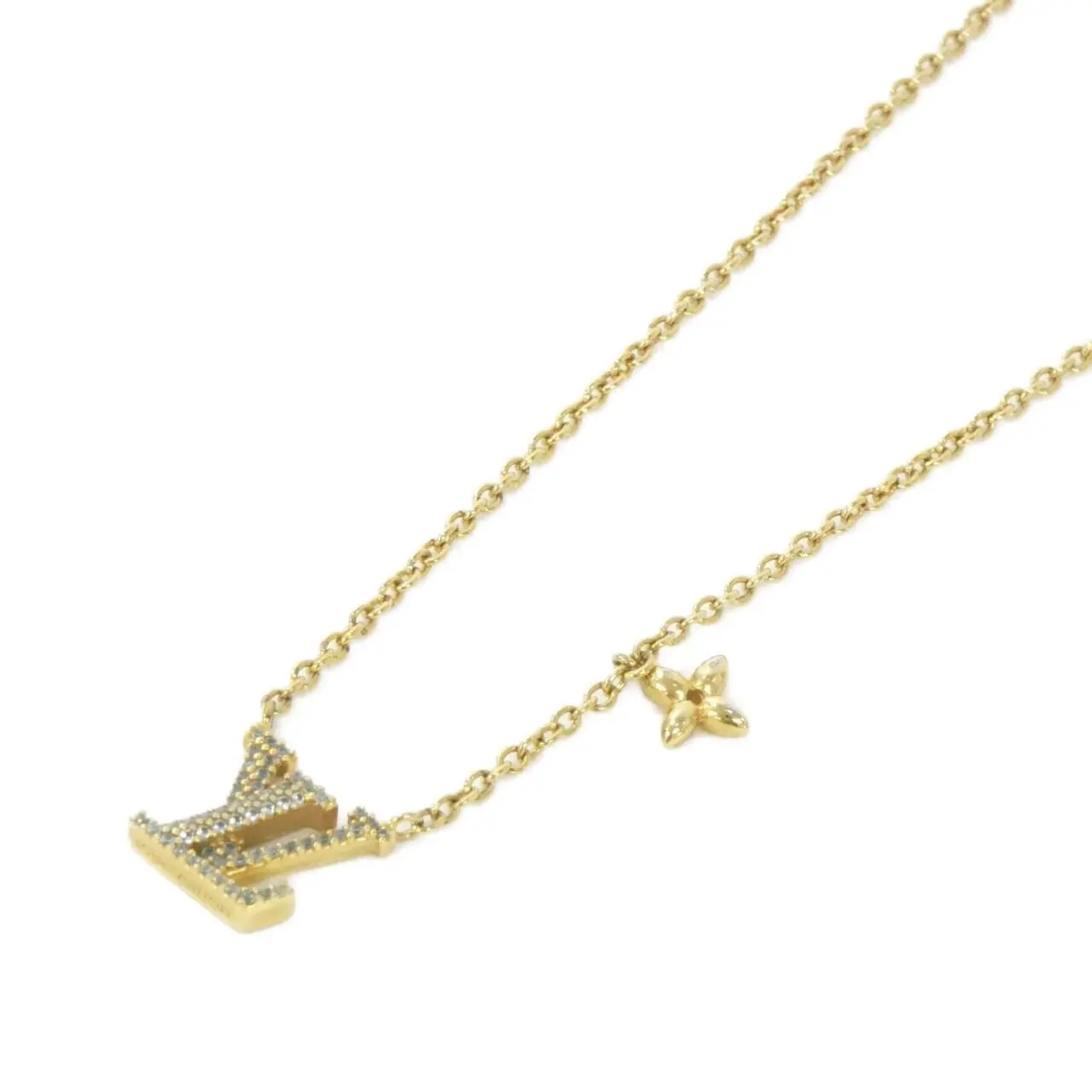 Pre-owned Louis Vuitton Gold-plated Small Leather Goods LV Iconic Necklace
