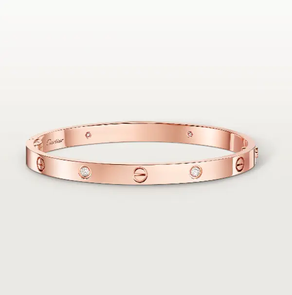 Pre-owned Cartier LOVE Bracelet Classic Model, 4 Dias Rose Gold, Non Full Set