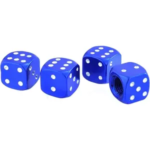 Tire Valve Stem Cap Cover, Dice Wheels Valves Hole Cover Tire Pressure Rim Caps Fit Most Vehicle Motorcycle (4PCs Blue)