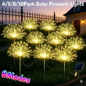 4/5/8/10Pack Solar Firework Lights, 8-Mode Solar Garden Lights, IP65 Waterproof Solar Garden Spotlights Perfect for Garden Courtyards, Parks, Holidays, Sidewalks, Pathways, and Patio Decor
