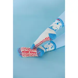Pilates Cherry Ruffle Crew Grip Sock
