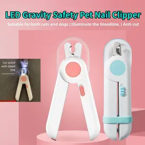 LED Gravity Safety Pet Nail Clipper, with rounded tip and nail file, LED for clear visibility of bloodline, pet grooming tool