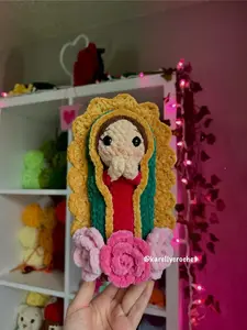 Crochet Virgin Mary Doll Handmade | Our Lady of Guadalupe Amigurumi Plush | Catholic Gift for Women, Prayer Room Decor, Religious Handmade Doll