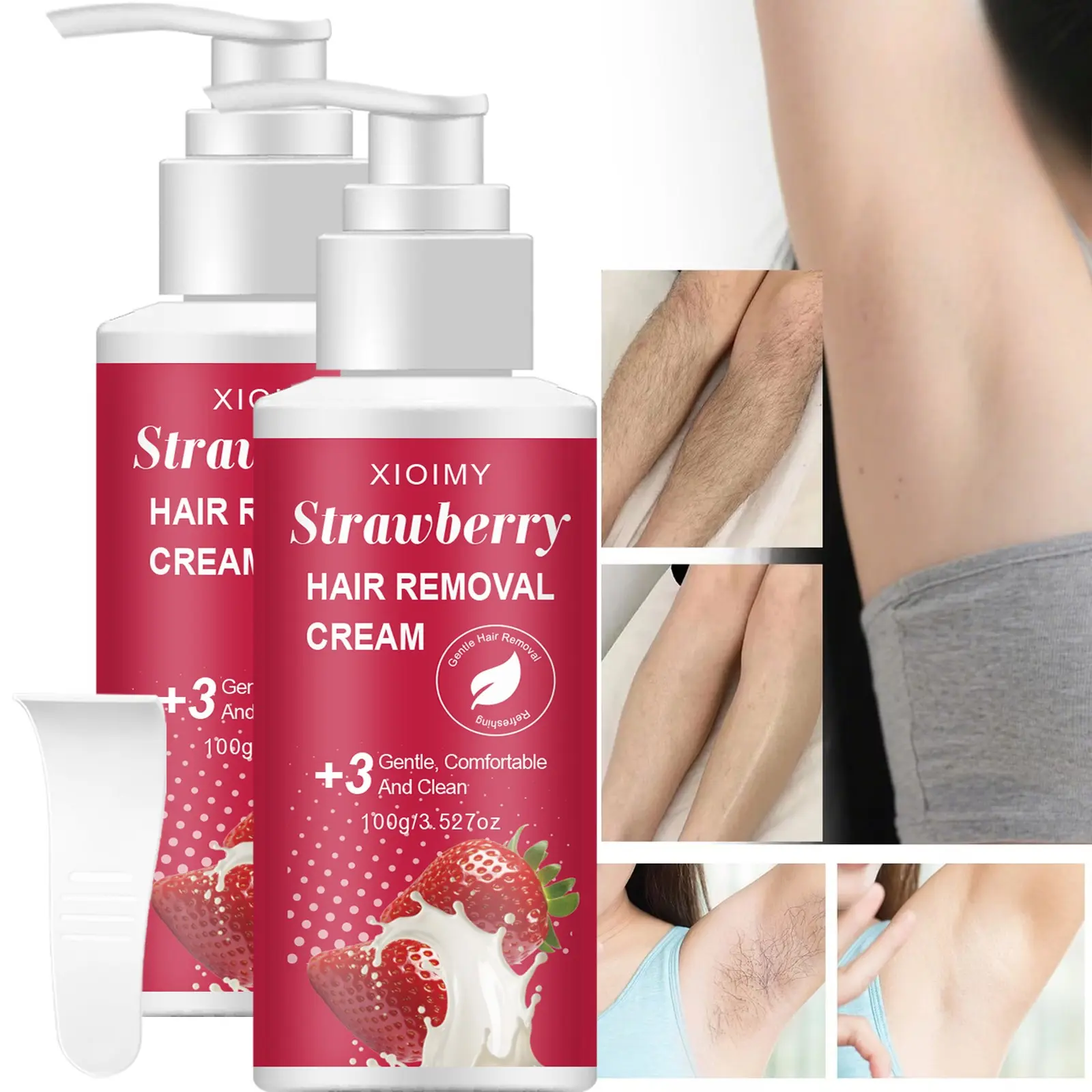 Strawberry Powerful Fast Hair Removal Wax, Gentle Formula, Safe Hair Remover, No Irritation, Thoroughly Removes Hair, Pain-Free, for Chest, Legs, Arms, Home Waxing, Hair Removal Cream