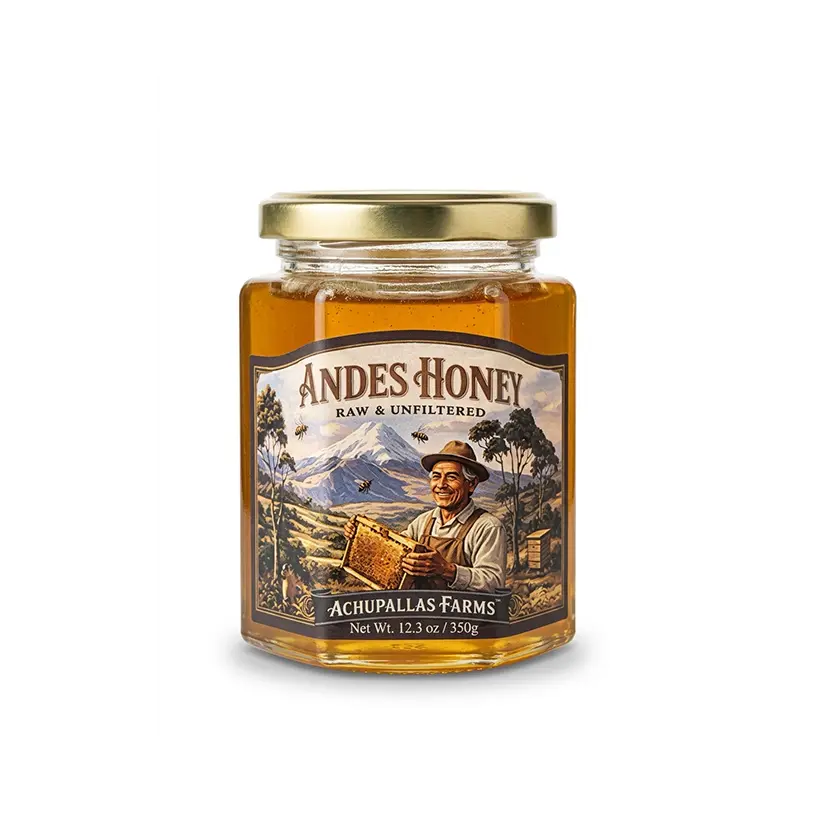 Andes Honey, 12.3 oz Jar, 100% Raw, Pure, Premium Honey  – Andes Mountain Wildflower Honey