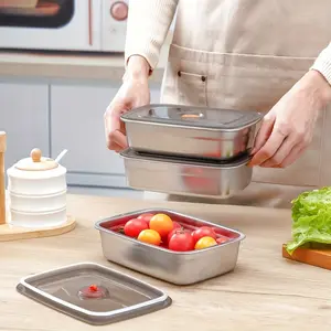 6pcs Stainless Steel Food Containers with Lids, Reusable and Stackable, Leak-Proof, Valve Caps, Perfect Seal, Ideal for Fruits, Meats, Veggies