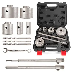 Blorvex Concrete Hole Saw, 11 PCS Masonry Hole Saw Kit (30 mm 40 mm 65 mm 80 mm 100 mm) with Max Shank & SDS Plus, Brick Hole Saw Drill Bit Set for Concrete Brick Cement Stone Wall Drilling