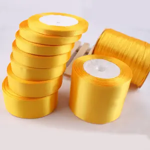 Gold Satin Ribbon Roll, Polyester Fabric Ribbon, Festive Decoration Tape, Party Decorative Ribbons, Home Decor Gift Wrapping, Gift Wrapping Supplies