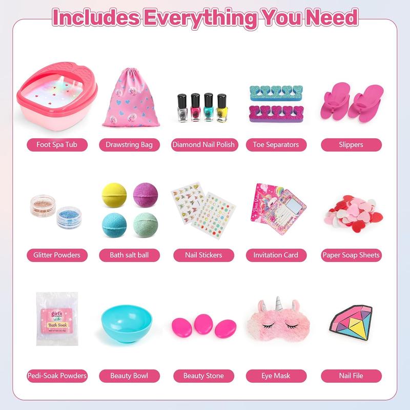 Foot  &  Art Kit for  4-12  -in-1 Foot  Set with Colorful Lights & Manicure Set  Fun Girls  Kit for Parties & Christmas Birthday Gifts for 6 8 9 10-12 Year Old Girls