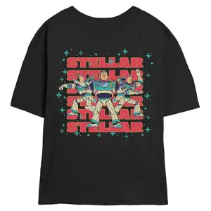 Juniors Womens Toy Story 5 Stellar Stars Buzz T Shirt