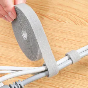 Reusable Cable Management Tie Roll, Multi-Purpose Adjustable Hook and Loop Cord Organizer for Wires, Data Cables, Charger Cords, Home Office Desk, TV Area, Travel Bags and Daily Cable Storage