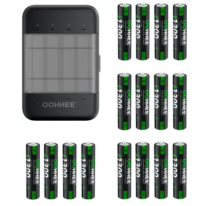 OOHHEE 4/8/12/16pcs 1.5V Rechargeable AAA Lithium Batteries 1300mWh + 1x Charging Storage Box