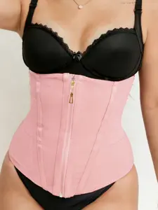 1 Count Women's Firm Control Waist Trainer, Fajas, Front Zipper Boned Corset Waist Cincher, Smooth Fabric Body Shaper Belt Comfortable All Day Support, Tummy Control Shapewear, Abdomen Shapewear, Daily Wear, Parties, Underbust Shaper
