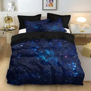 3-Piece Bedding Set, Digital Print Decorative Duvet Cover, Starry Sky Design, Soft Comfortable Fabric, Suitable for Bedroom, Hotel, Valentine's Gift
