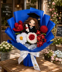 Handmade Crochet Graduation Bouquet : Class of 2026 Keepsake, Custom Grad Doll