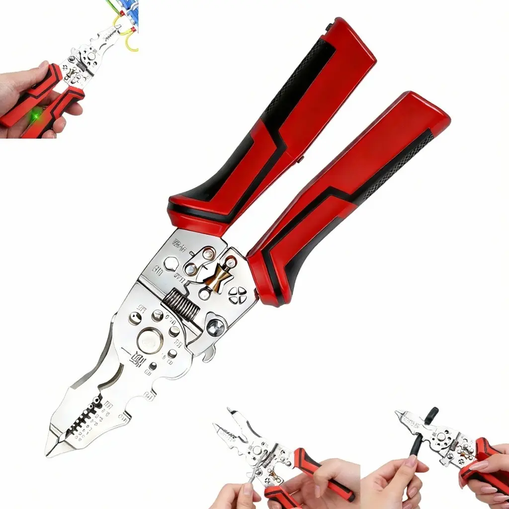 16-in-1 Multi-Function Wire Stripper Pliers with Voltage Tester - Manual Hand Tool for Cutting, Stripping, Crimping, Twisting, Bending Wires - Ideal for Home Repair, Maintenance (1/2 Pack)
