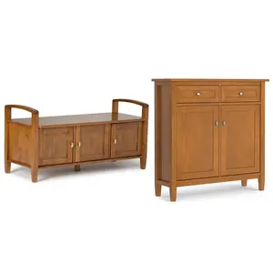 Warm Shaker 44-inch Storage Bench and 36-inch Cabinet