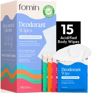 Fomin Acidified Travel Deodorant Wipes for Women & Men - Variety Pack - pH Balanced, Mini Deodorant Travel Size Wipes deodorant  wipes deodorant
