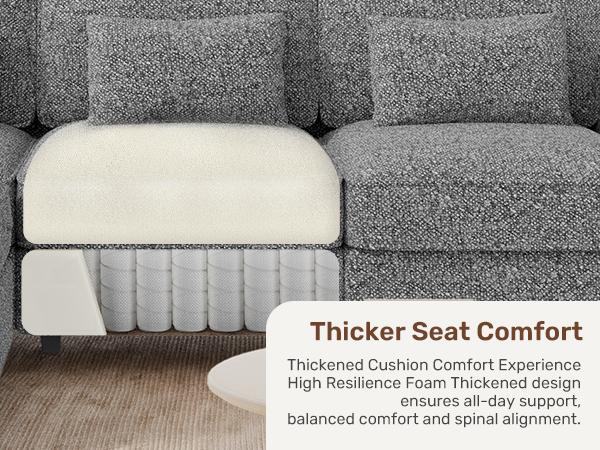 102" Convertible Sectional L-Shaped Sofa Couch with Storable Ottoman,Deep Seat Sofas for Living Room,Bedroom Apartment,with USB Type-C Ports and Pillow (Chenille,Beige)