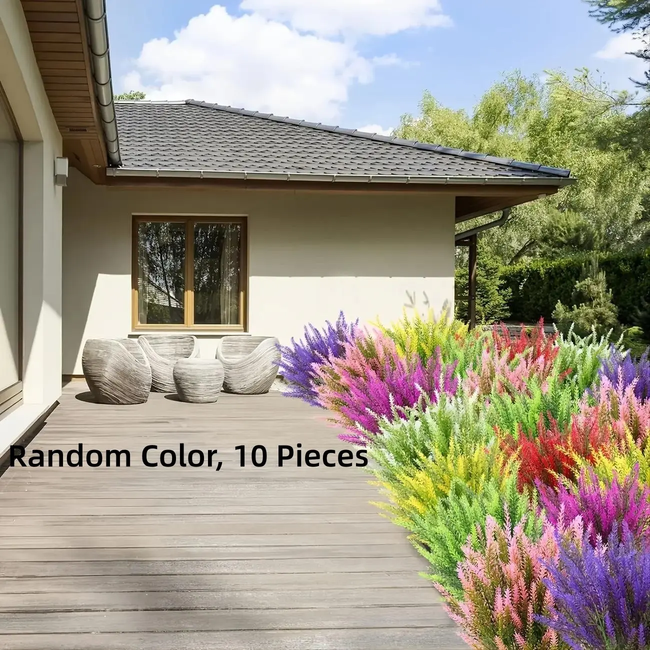 10-Piece UV Protection Artificial Lavender Bouquet, Ideal for Garden, Porch, Balcony Decor, Valentine's Day, Mother's Day Gift
