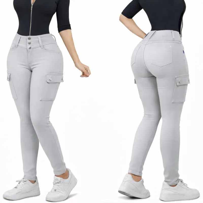 Women's B71-96 Colombian Orange Cargo Jeans - High-Quality Fashionable Women's Bottoms, Stylish Pants, Bottom