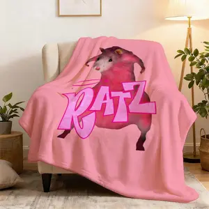 1pc Cozy Pink Hamster Blanket for Relaxing Bedrooms and Camping with Stylish "Ratz" Design