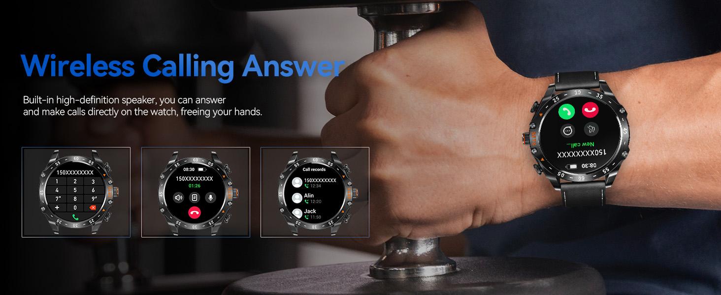 Smart Watch for Men with Earbuds, 2 in 1 Wireless Calling Smartwatch Can Answer & Make Calls, IP67 Waterproof, 100+ Sports Modes, Massive Dials, Practical Functions & Notification Alert, Compatible with iOS Android, Perfect Gifts