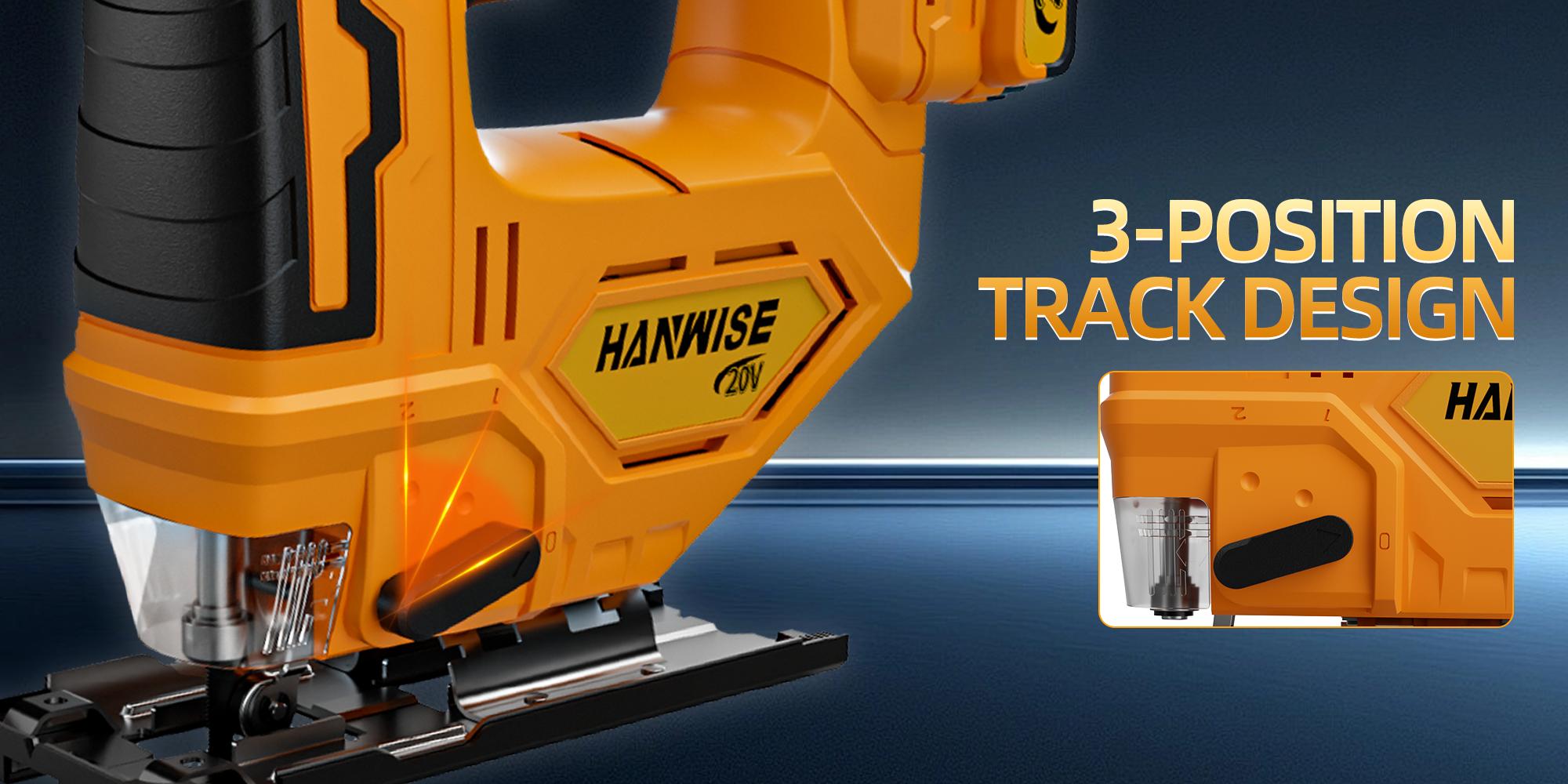 HANWISE brushless curve saw, wireless curve saw tool, 3 adjustable modes (straight/curved/oblique) 0 ° -45 ° oblique angle, sturdy and durable structure, streamlined tool design, perfect gift for men and fathers, construction tool