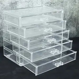 5-Layer Transparent Acrylic Makeup Organizer, Drawer Design, Dust-Proof, Large Capacity, Ideal for Lipstick, Foundation, Brushes, Skincare