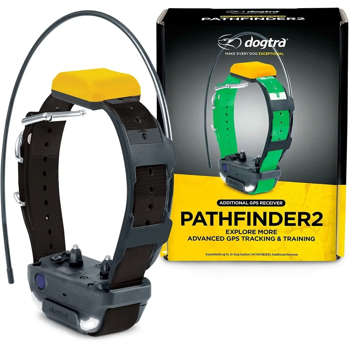 Dogtra Pathfinder 2 (PF2 RX) Black GPS Dog Tracker & Training Collar with Lock, 3 lbs Capacity, Battery Saving Sleep Mode, Bluetooth Range Alert, Map Box, Satellite Terrain Views, Pager Vibration, No Monthly Fees, General Use Smart Wearable GPS Accessory