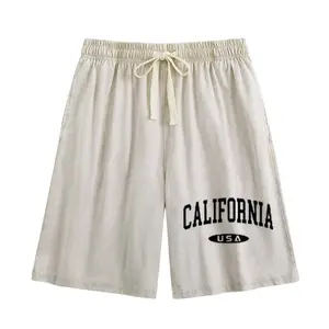 Wayii Women's Printed Acid Wash Streetwear Shorts - Unisex Baggy Cotton Elastic Adjustable Drawstring Fit Summer Gym Workout Shorts with Deep Pockets, Baggy Cotton Shorts