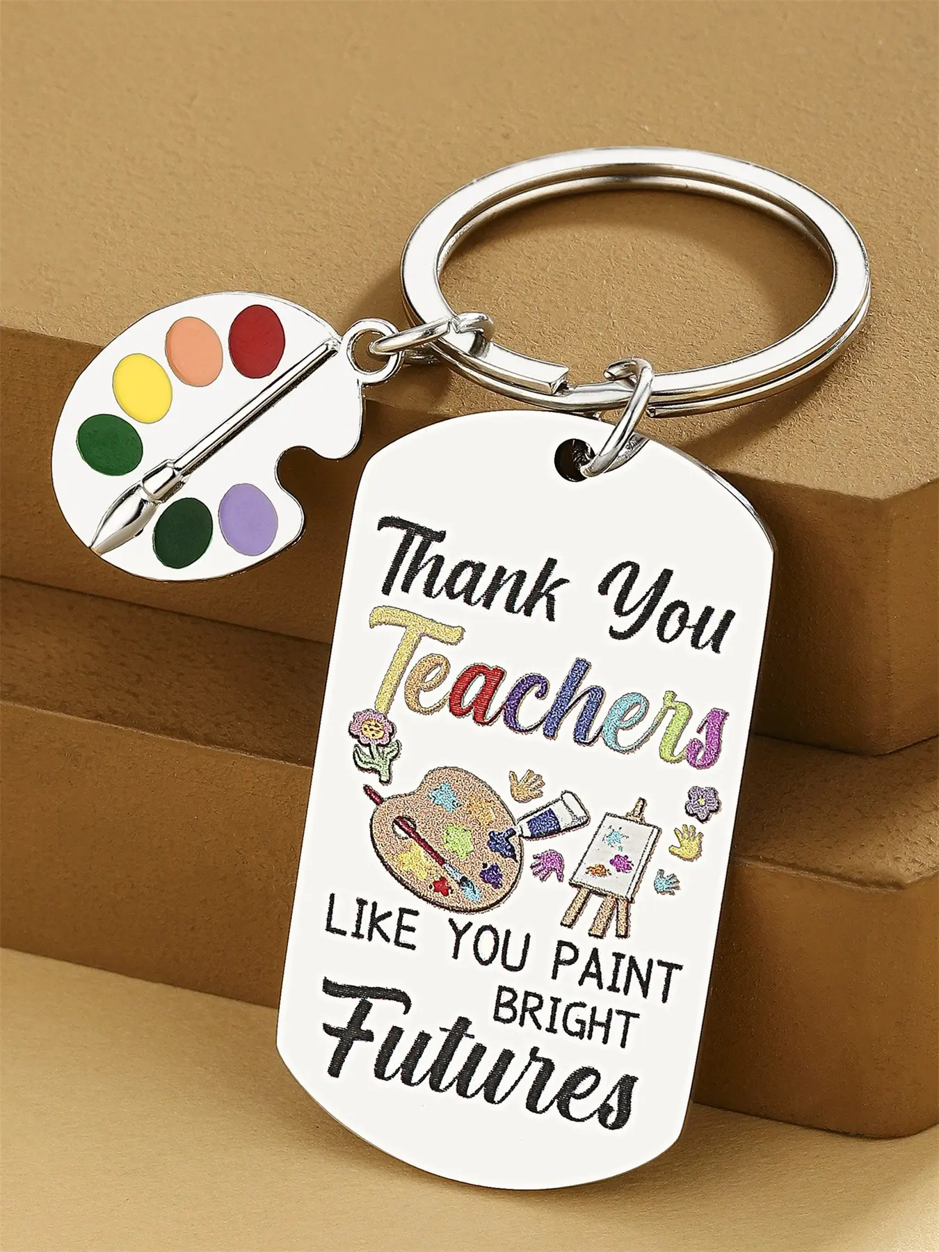 Art Teacher Appreciation Stainless Steel Keychain, Keychain Pendant, Keyring, Teachers Day Gift, Artist Gift for Women Men, Art Lovers Gift, Painter Gift, Graduation Present, Key Tag