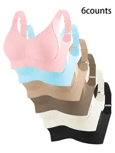 Women's Seamless Wireless Bra Set, Adjustable Wide Straps, No Steel Cup, Breathable Fabric, Casual Wear