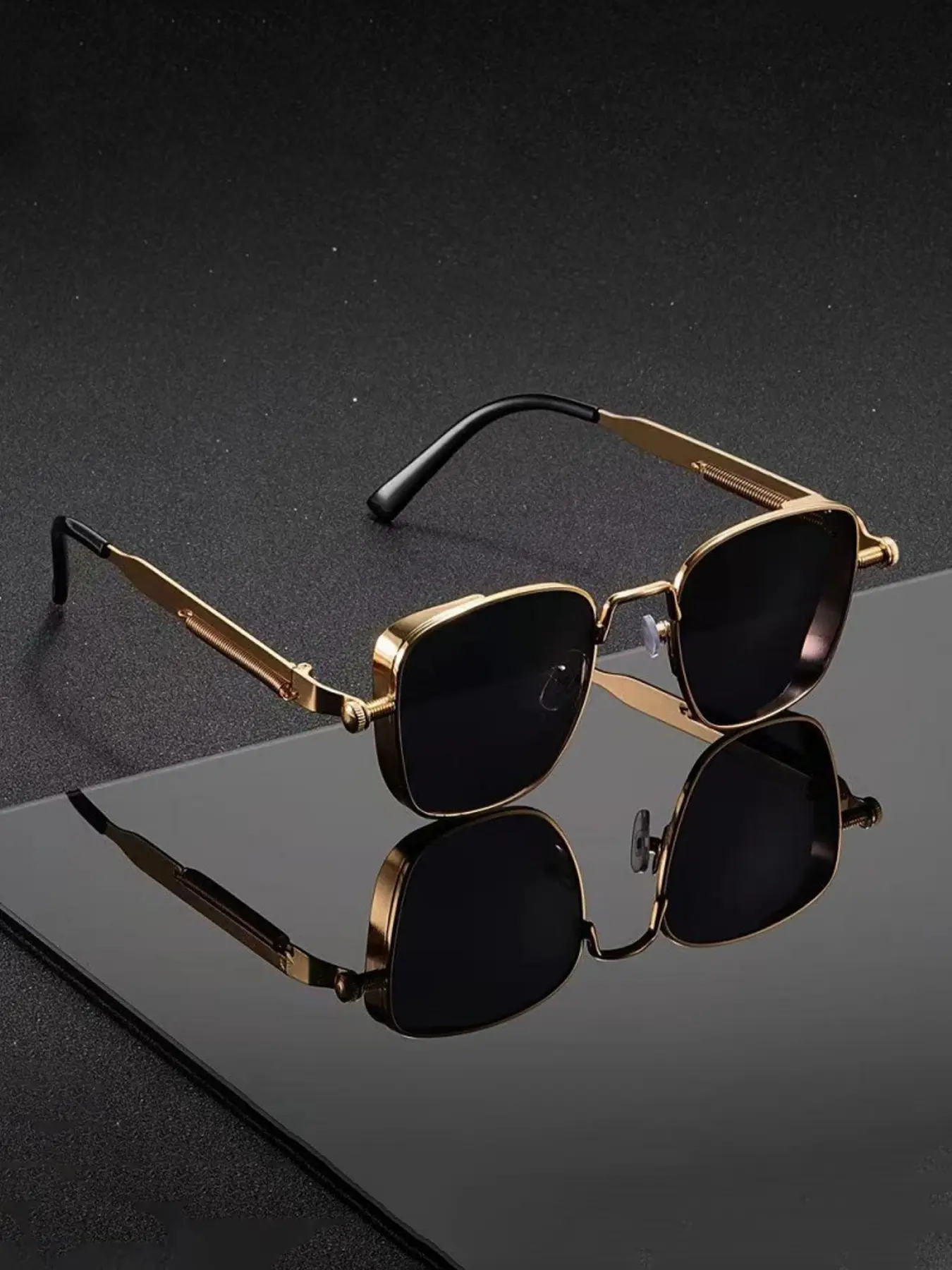 Men's Vintage Steam Punk Square Metal Fashion Glasses, Elegant and Lightweight, Unique Style, Perfect for Vacation and Special Occasions, Stylish Glasses