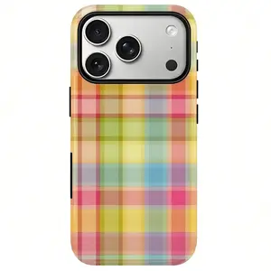 Plaid Tartan Pattern Phone Case, Heavy Duty Shockproof 2in1 Protective Cover for iPhone 17 16 15 14 13 12 11 Pro Max Series Holiday Gift Minimalist Fashion Case