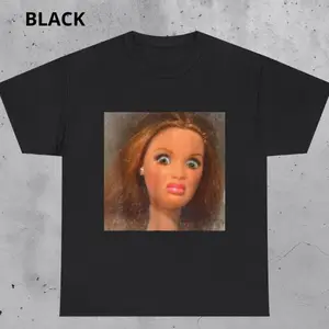 Funny Doll Face T-Shirt with Judging Expression Meme Aesthetic Tee WTF Look Shirt Sarcastic Doll Humor Graphic Unisex Gift Idea