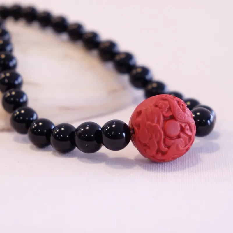 Black Onyx + Cinnabar Choker