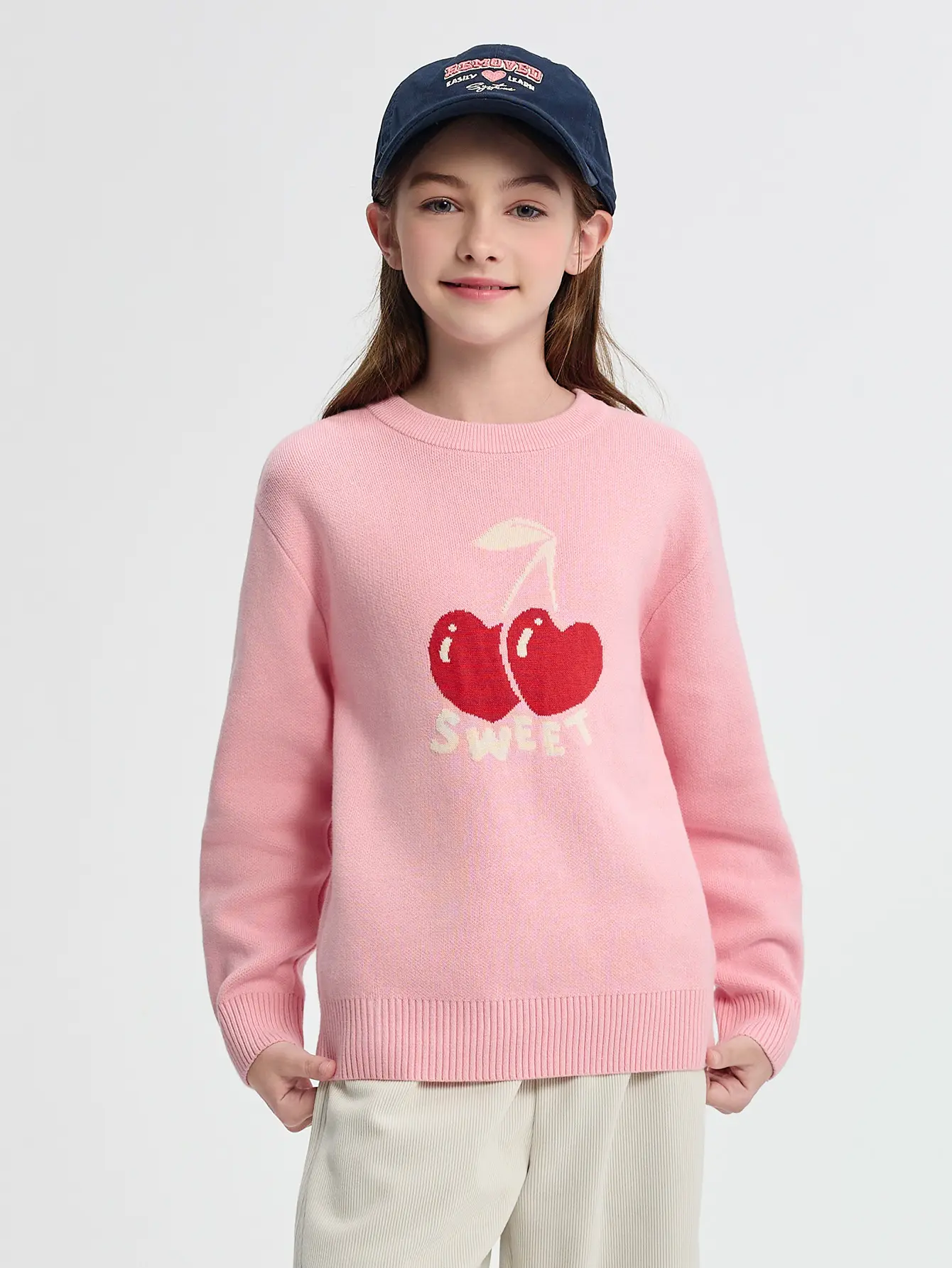 Balabala 2025 Autumn/Winter Kids' Knit Pullover, Breathable Soft Combed Cotton Knit Clothing, Round Neck Long Sleeve with Animal Patterns, Ribbed Cuffs & Hem, Cute Cozy Top for Boys & Girls