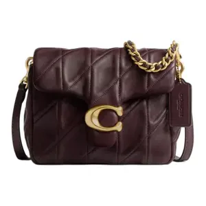 COACH Tabby 17 Crossbody Bag for Women – Nappa Leather, Zip Closure, Small Size, Burgundy