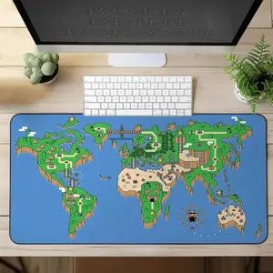 Desk Mat Mario World Map, funny gaming mouse mat, Keyboard Laptop Gaming Desk Pad, mousepad large, XXL extended deskpad