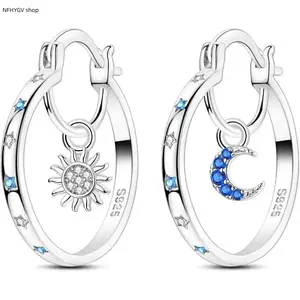 Earrings, Womens Silver Twisted Hoop Earrings, Medium Hoops Inlaid with Cubic Zirconia, Hypoallergenic Minimalist Jewelry for Daily Wear and Gifting Occasions
