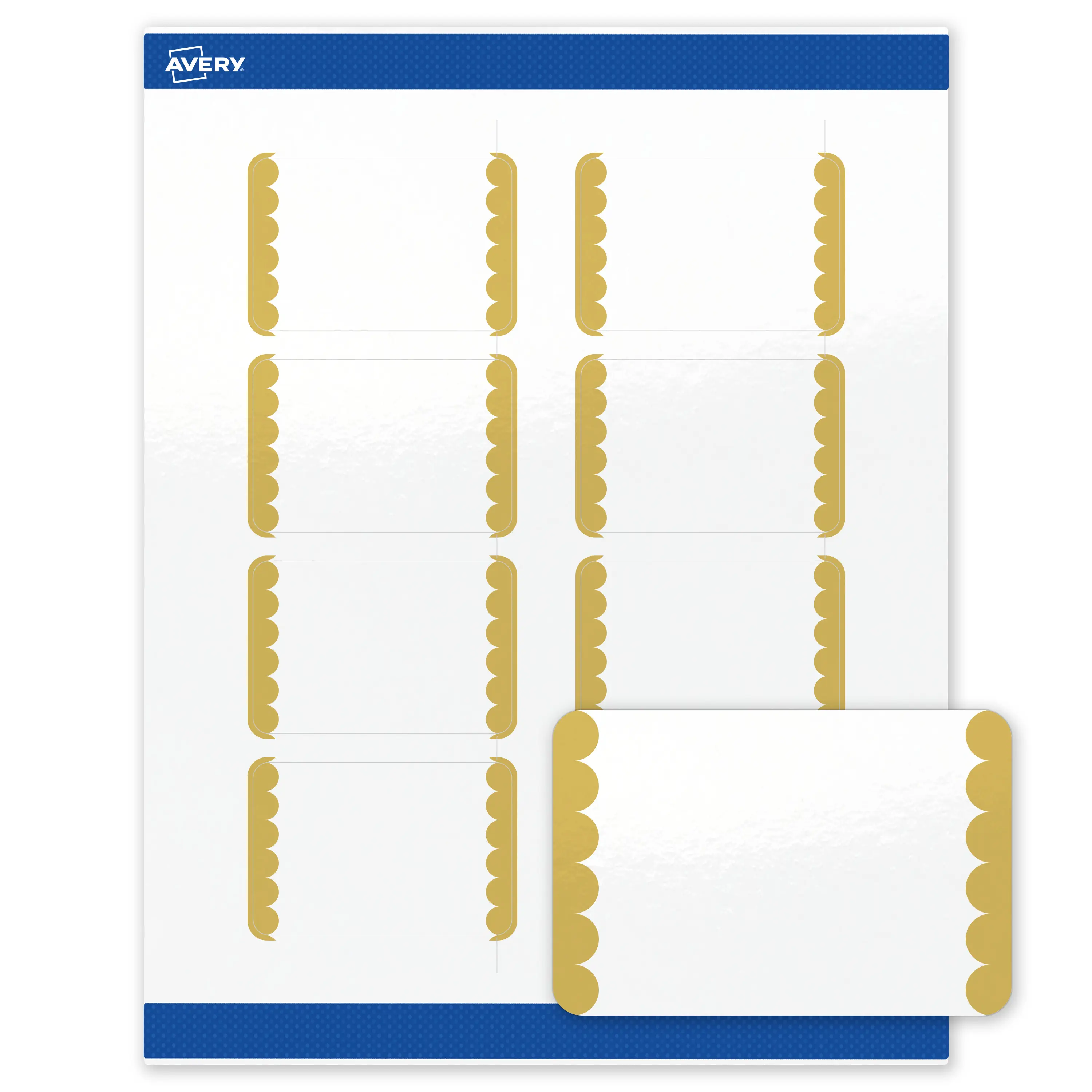 Avery Printable Rectangle Labels, Gold Edge Dots, 2" x 3", Glossy White Rectangle Labels, Permanent, Laser/Inkjet, 80ct, Great for Product Labels