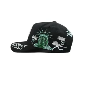 Hat NY No Liberty Black White Crystals