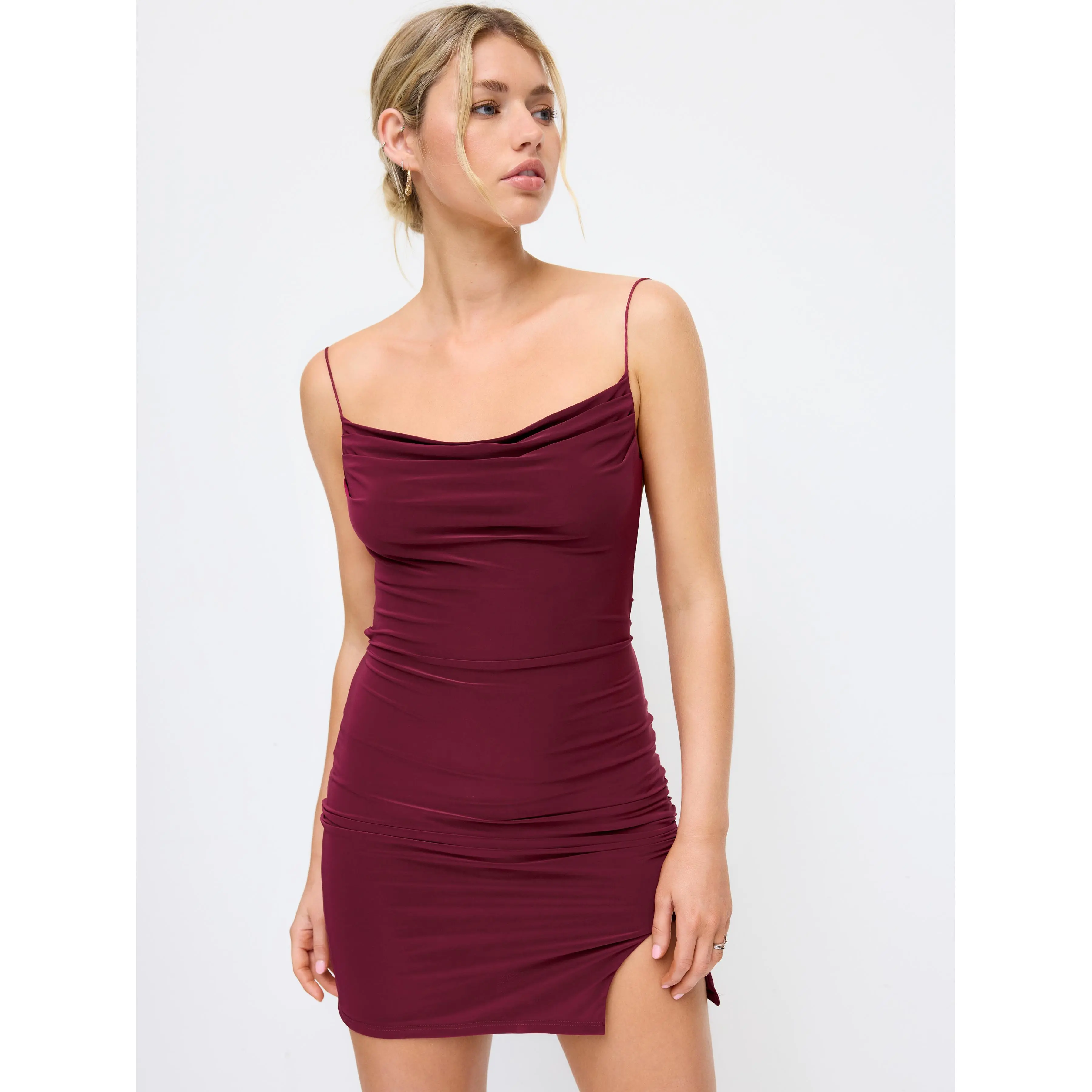 cut out black dress mini Black Gold Chain Straps Drawstring Cut Out Mini Dress