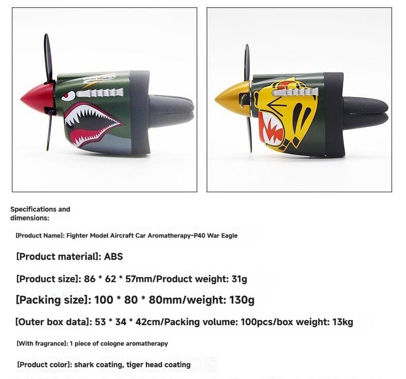 P-40 Warhawk Eau de Cologne-shaped car air freshener, vent clip, men's auto accessory, enjoy fresh air.