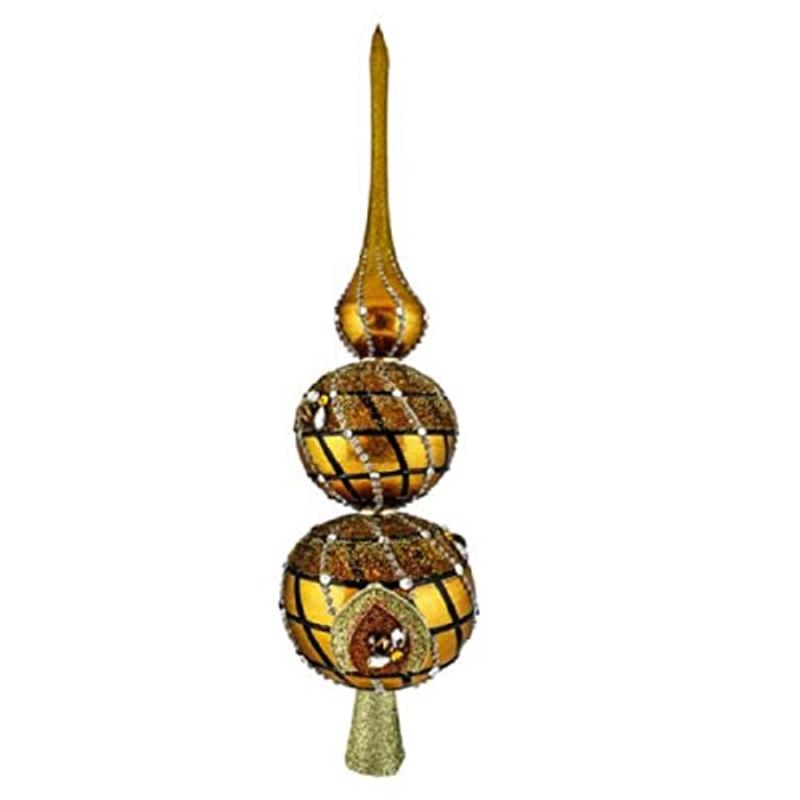 Beehive Finial Polish Glass Christmas Tree Topper 16 Inch