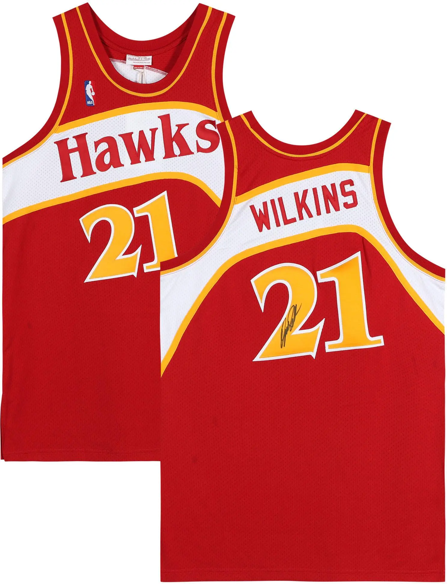 Dominique Wilkins Atlanta Hawks Autographed Red Mitchell and Ness 1986 Hardwood Classic Logo Authentic Jersey - Fanatics Authentic Certified