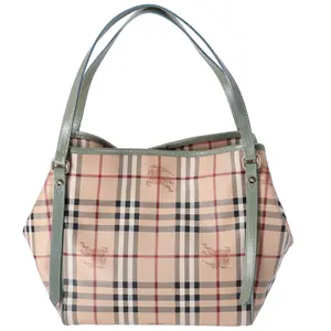 Pre-owned BURBERRY PVC Tote Bags Canterbury Tote Multicolor Nova Check Classic Beige Sage Green Multi